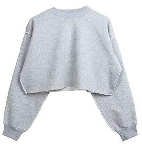 Nouveau sweat oversize Boxy Fit Jumper avec ourlet recadré incurvé à capuche et col rond en polaire avec étiquette personnalisée pour la saison d'hiver - Product Image 4