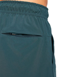 Mens teal running <b>shorts</b> <b>with</b> side slit <b>zipper</b> <b>pocket</b> breathable quick dry lightweight gym training workout wear - Product Image 6