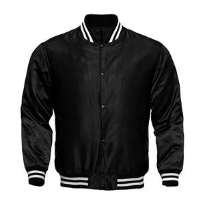 Custom Coated Satin Varsity <b>Jackets</b> | Wholesale Embroidered Front Windproof Breathable Streetwear Bomber <b>Jackets</b> OEM Supplier - Product Image 1