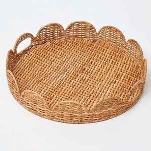 Plateau en rotin naturel jonc de mer Vietnam nouveaux designs plateau de service en osier pétoncles décoration de pièce maîtresse de table écologique OEM - Product Image 6