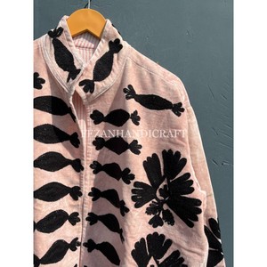 Unisex Designer Velvet Jacket Flowers Embroidery Stand Collar Winter <b>Coat</b> Handmade Women's Short Suzani Jacket Lining for Spring - Product Image 3