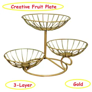 Support de rangement de cuisine en métal à 3 niveaux Support de panier de fruits et légumes Organisateur d'ustensiles - Product Image 5