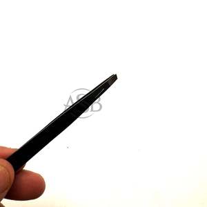 Black Slanted Tip Brow Tweezer Stainless Steel Tweezers For Eyebrows Custom Logo Printing Hair <b>Removal</b> <b>Tool</b> OEM - Product Image 3