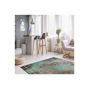 พรมโพลีเอสเตอร์ jacquard ทำด้วยมือพิมพ์ดิจิตอลลายแอบสแตรกต์สีฟ้าเขียวทองพรมสี่เหลี่ยมผืนผ้าขนาดใหญ่สำหรับห้องนั่งเล่นสำหรับวัยรุ่น - Product Image 2