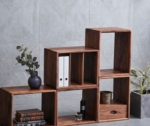 MODULAR MODERN ACACIA WOOD <b>STACKABLE</b> <b>STORAGE</b> BOX & ORGANIZER CRATE for HOME OFFICE BATHROOM & LIVING ROOM-WATERPROOF 0013-03 - Product Image 2