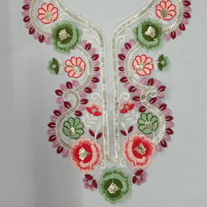 ผ้าปักคอปกแบบชาววังทำจากผ้าตาข่ายพร้อมรายละเอียดเลื่อมสำหรับสวมใส่ในเทศกาลส่าหรีและชุดราตรี - Product Image 5