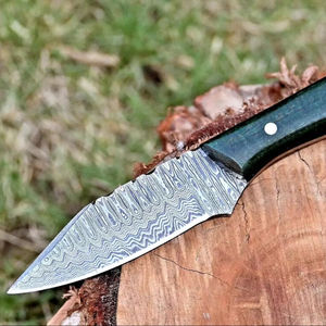 Couteau de chasse en plein air de camping à lame fixe en acier damas fait à la main manche en palissandre couverture en cuir Support OEM nouveau Design - Product Image 1