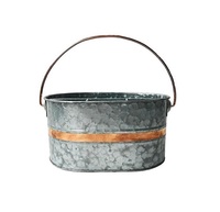 Support de rangement pour ustensiles de cuisine Caddy de rangement en métal fini galvanisé avec 2 compartiments Caddy en métal avec manche en bois