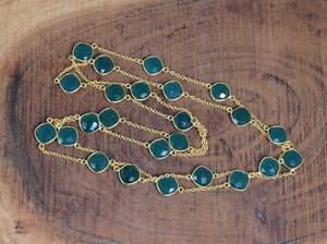 Collier en argent sterling 925 fait à la main Onyx vert mois de mai pierre précieuse plaqué or chaîne de créateur cadeau pour pendentifs fins breloques - Product Image 4