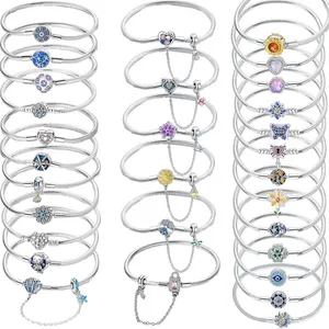 Factory DIY Hot <strong>Wholesale</strong> Sterling Silver 925 Charm Bracelet Women Fashion Jewelry Bracelets &amp; Bangles Bracelet Femme