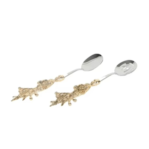 Ensemble de cuillères en argent et or à sculpture florale personnalisée Couverts à marque privée pour Pâques Fêtes de Noël Service en acier portable - Product Image 1