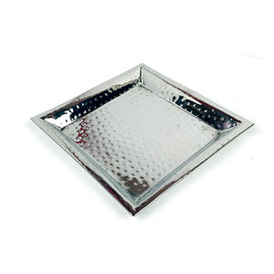 Plateau de service en cuivre martelé au design simple, chromé |   Plateau alimentaire haut de gamme pour apéritifs, collations, restaurants et repas à domicile - Product Image 3