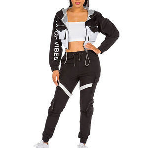 ชุดเสื้อกันลม2ชิ้นสำหรับผู้หญิงเสื้อกันลม100% เสื้อแจ็คเก็ตและกางเกงผ้าไนลอนแบบลำลองผลิตตามสั่ง - Product Image 5