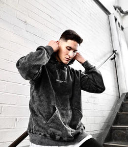 Logo personnalisé 350GSM 100% coton délavé à l'acide pull à capuche unisexe basique sweat pour l'hiver avec techniques brodées - Product Image 5