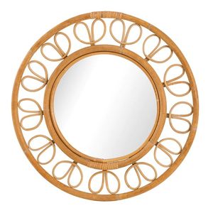 Fábrica al por mayor ratán y mimbre Sunburst flor espejo de pared, espejo colgante ratán decorativo espejo de pared para sala de estar - Product Image 5