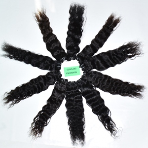 100% Raw Unprocessed Virgin Cuticle Aligned Indian Loose Wave Wavy <b>Bundles</b> Remy Human Hair Extensions Fusion Machine Double Weft - Product Image 1