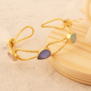 Bracelet manchette multi-pierres précieuses - Product Image 4