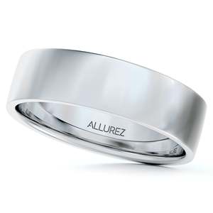 Alliance de mariage en or blanc 18 carats pour homme, coupe marquise plate de 5 mm avec incrustation en or jaune fin, largeur de 8 mm, bijoux fins - Product Image 1