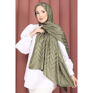Série de châles jacquard à motif zigzag, style tricoté en laine vert olive pour le département musulman - Product Image 1