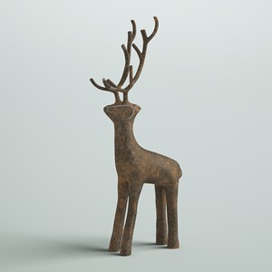 Statue de renne debout au look artisanal | Une figurine artisanale en métal vieilli pour un accent confortable de Noël ou de style cabine - Product Image 6