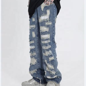 กางเกงยีนส์เดนิมทรงแบ็กกี้ ผลิตโดยแบรนด์ดัง ผ้ายืด ทรงโอเวอร์ไซส์สำหรับผู้ชาย กางเกงยีนส์เดนิมขาดๆ สำหรับผู้ชาย - Product Image 6