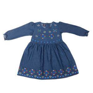 ชุดเดรสยีนส์ปักลายสำหรับเด็กผู้หญิง-สีน้ำเงินเข้ม - Product Image 3