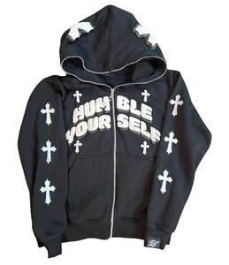 Sudadera con capucha de pasamontañas para hombre de algodón 100% de gran tamaño con capucha doble con cremallera y hombros caídos Diseño personalizable Ideal para el clima de invierno - Product Image 5