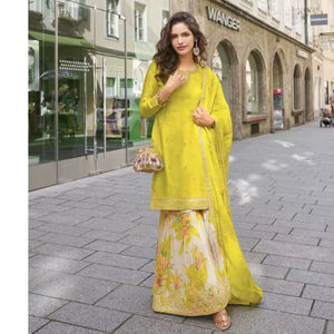 ชุดสูทพาลาซโซฟรีไซส์ลายดอกไม้งานปักลายดอกไม้แห้งเร็วเหมาะสำหรับงานปาร์ตี้ - Product Image 1