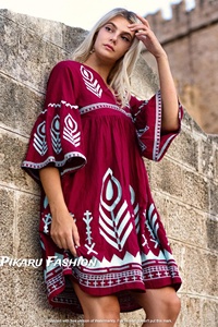 Vestidos Maxi Elegantes de Diseño para Mujer, Hechos a Mano, con Manga Media Acampanada, Ropa Casual para Discotecas y Eventos, con Bordado - Product Image 3