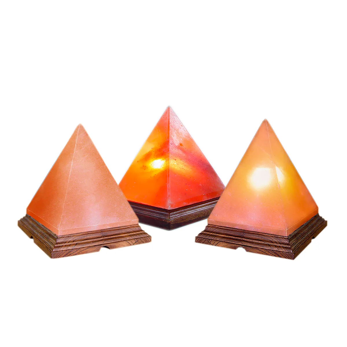 Himalayan Natural Pyramid Salt Lamps home and office decoration natural air ionizer hand Carved Night Light with wooden base oem