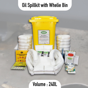 Kit para Derrames de Petróleo, Contenedor con Ruedas de 240 Litros – Kit Absorbente para Limpieza de Derrames de Petróleo Industriales y Respuesta a Emergencias - Product Image 2