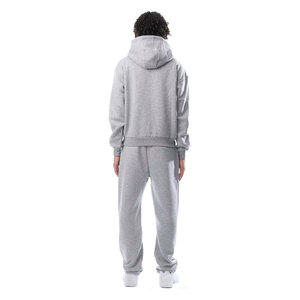 Survêtement unisexe gris en polaire avec broderie personnalisée et manches imprimées Ensemble sweat à capuche et pantalon à coupe ample pour la saison d'hiver - Product Image 2