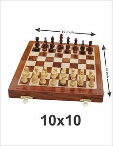 Tablero de Ajedrez de Madera Artesanal de la Mejor Calidad ROMAN TROOPS, 10x10 Pulgadas, Dos Colores, Duradero, para Uso en Exteriores y en el Hogar, Entretenimiento Deportivo - Product Image 2