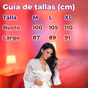 Elegante Accappatoio da Donna con Maniche in Pizzo e Nastro, in Raso Elasticizzato Traspirante con Stampa, Taglia Unica per Uso Domestico - Product Image 6