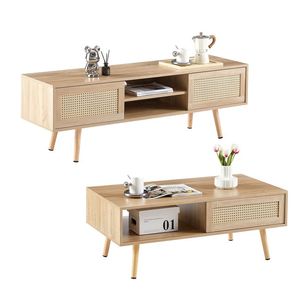 Mesa nórdica de ratán decorativa demandada Caliente con base, mesa de ratán antideslizante móvil respetuosa con el medio ambiente, ligera en peso - Product Image 2