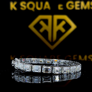 Bracelet unisexe en or blanc 14kt chic orné de laboratoire créé Solitaire diamant VVS clarté diverses coupes en acier inoxydable - Product Image 3