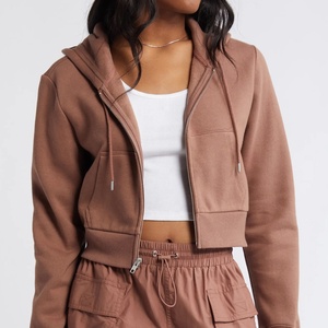 Sudadera de Algodón French Terry con Cuello con Cremallera y Capucha para Mujer, Talla Grande, Diseño de Invierno, Logotipo Personalizado en la Parte Delantera, Tejido de Punto, Venta al Por Mayor - Product Image 1