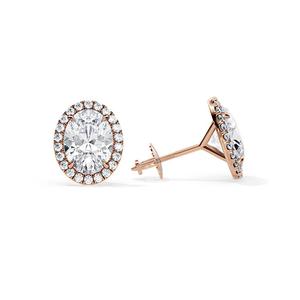 Boucles d'oreilles de mariage Moissanite coupe ovale avec goujon en argent sterling Halo pour fiançailles, anniversaire et festivals - Product Image 3