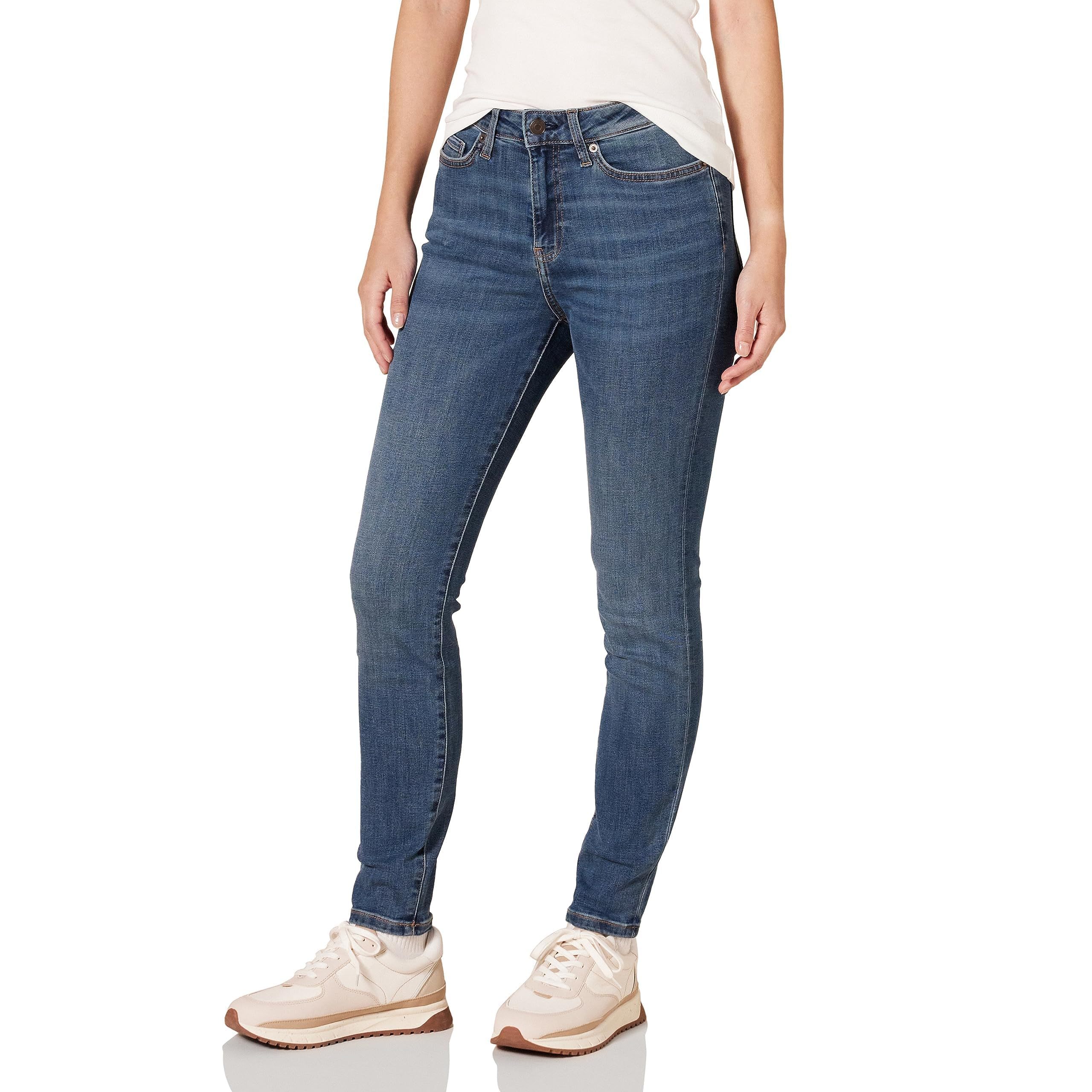 Women's Mid-Waisted Elastic Waist Joggers Stretch Regular Denim Pants for Wash Zipper Fly Button Hip-Hop Winter Jean 100%
