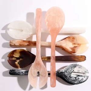 GEOMETRIC HANDMADE 100% Resin Salad Servers Set for Home and Hotel Use Includes <b>Ice</b> <b>Cream</b> <b>Spoon</b> Salad Serving Lightweight - Product Image 1