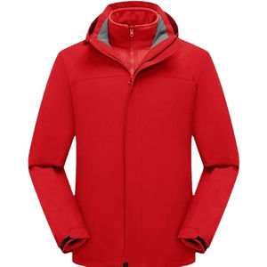 Veste d'hiver unisexe trois-en-un en toile imperméable détachable vêtements d'extérieur à col montant de style de rue vêtements de travail zippés pour hommes - Product Image 2
