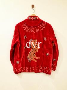 Manteau en velours rouge brodé à la main avec motif animalier, col mandarin, manches longues, grande taille, vêtements d'hiver pour femmes - Product Image 3