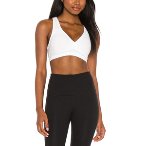 Soutien-gorge de sport à séchage rapide, respirant, à bretelles, maintien moyen, long, sexy, pour yoga, course à pied, motif uni - Product Image 5