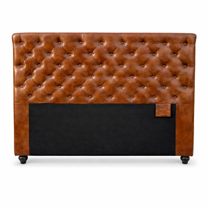 Cabecero de Cama de Cuero Estilo Mid-Century Hecho a Medida, Panel Trasero Tapizado, Tamaños Personalizados, Muebles de Dormitorio de Lujo Hechos a Mano para Hotel - Product Image 1
