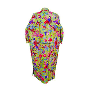Kimono Largo de Mujer 100% Algodón, Ecológico, con Estampado Floral Kantha, Túnica de Invierno, Tejido Étnico Tradicional Indio Hecho a Mano, Cuello en V - Product Image 6