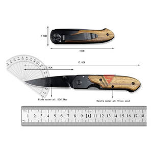Couteau de poche pliant personnalisé pris en charge par l'OEM en acier inoxydable et manche en bois pour application de chasse et de combat - Product Image 2