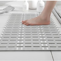 Tapis de Douche et de Bain Luxe Moderne à Motif Gaufre Séchage Rapide, en PVC Écologique, Antidérapant, Motif Vague, Efficace pour le Massage des Pieds, Fabriqué à la Machine