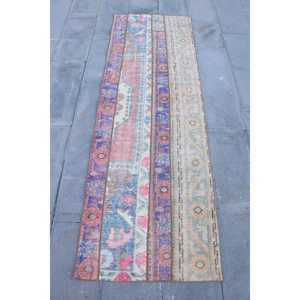 Tapis turc vintage, tapis de 2,5 x 7,6 pieds, tapis en laine orientale bleu - Product Image 1