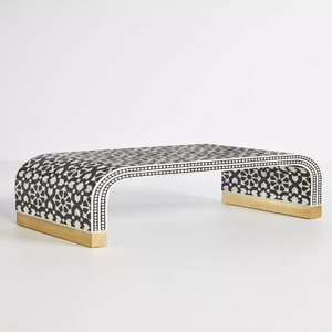 Mesa de centro exquisitamente hecha a mano con incrustaciones de hueso con elegante patrón floral Consola de mesa de té elegante a precio de fábrica al por mayor - Product Image 2