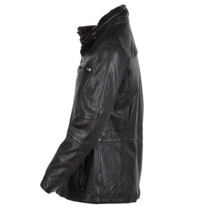 Veste professionnelle en cuir PU coupe ajustée pour hommes pour l'hiver col montant chaud avec logo personnalisable - Product Image 3